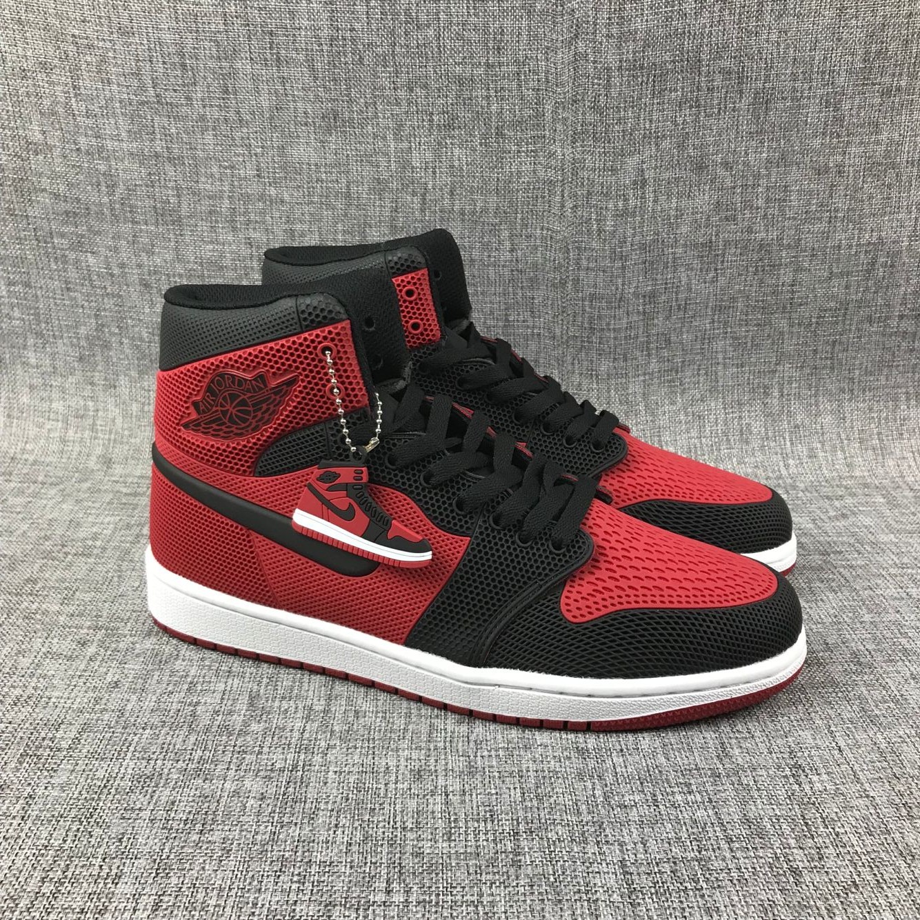 New Air Jordan 1 Drop Plastic Black Red Shoes
